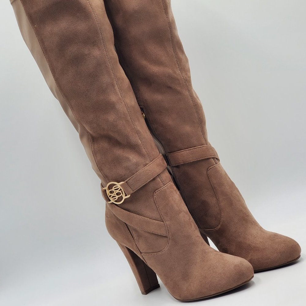 bebe Tall Logo Heeled Boots